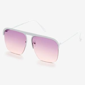 Ashley Stewart White Aviator Sunglasses NWT